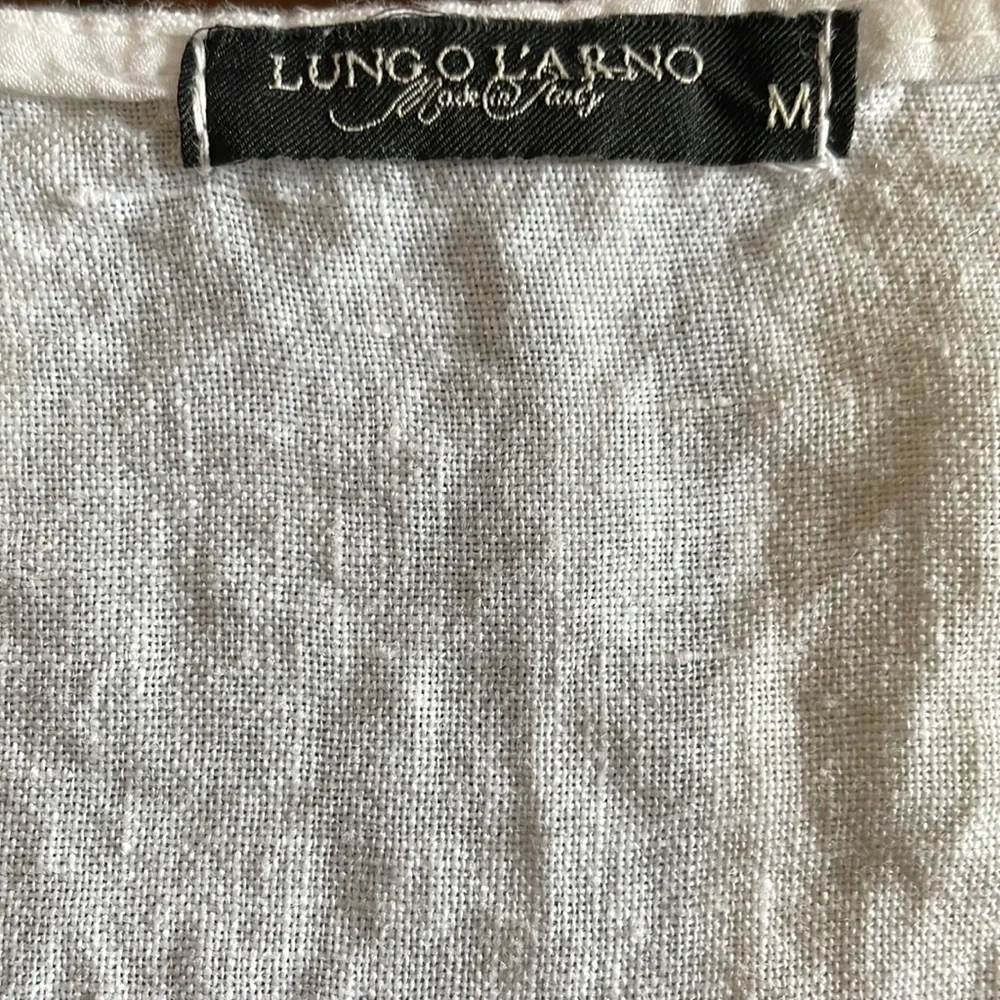 Lungo L'Arno linen embroidered Made in Italy peasant top with adjustable sleeve - Picture 7 of 11
